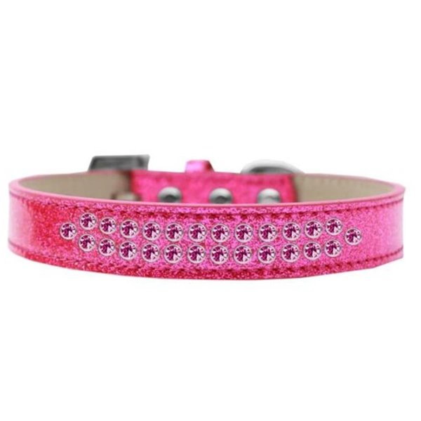 Unconditional Love Two Row Bright Pink Crystal Dog Collar, Pink Ice Cream - Size 18 UN2452399